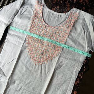 Yoke embroidery grey kurta