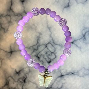 “Purple Crackled Bead Bracelet”