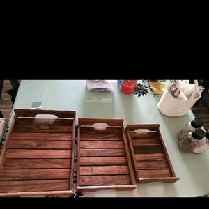 SHEESHAM TRAY SET OF 3 PIECE