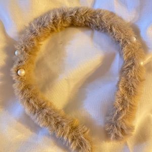 Beaded Pearl Aesthetic Fur Headband belt