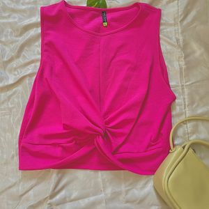 Pink Knotted Crop Top