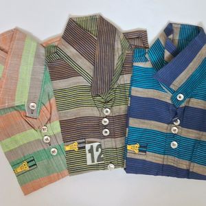 Boys Cotton Shirts Half Hand For 5-6 Yrs Set Of 2