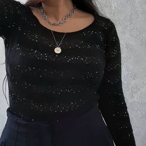 Knitted Sequin Sweatshirt In Black