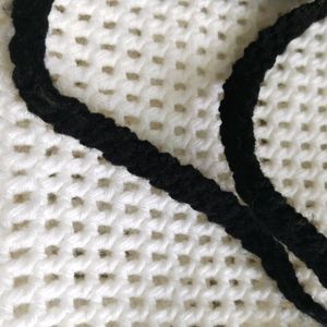 Black And White Crochet Tote Bag