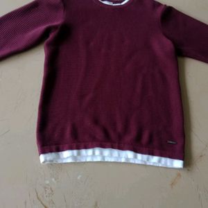 Boys Age 8-10 Maroon Full Sleeves T Shirt