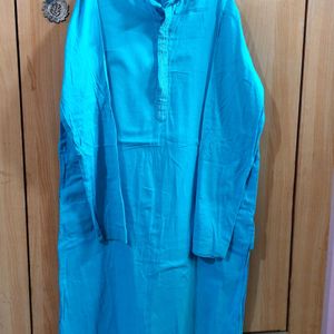 Men Blue Cotton Kurta