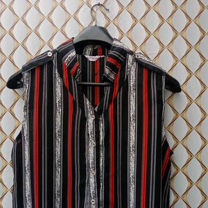 New Black Red Stripped Shirt