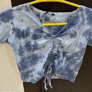 Summery Blue Tie-Dye Crop Top
