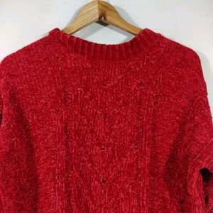 Cotton Red Sweatshirt Top (Women's)