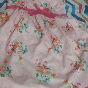 Pink Flower Print Frock