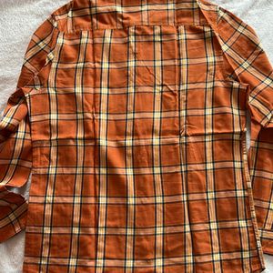 Men Lee Orange Checkered Shirt Size 38