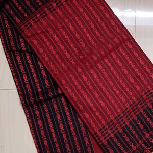 Begumpuri Khadi Saree (Red ♥️ Black 🖤)