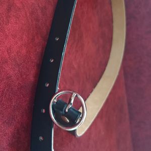 Black Round Buckle Belt(Women)