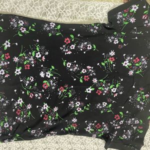 Black Flower Print Polo T-shirt