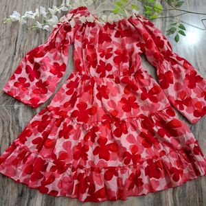 Beautiful Floral Designer Red Dress❤️👗