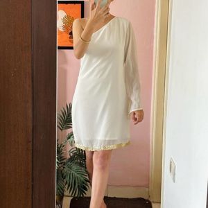 White One Sleeve Dress Size S