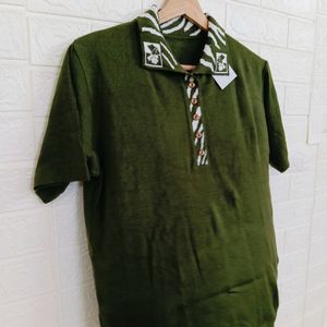 Viscose Rayon Olive Shirt