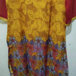 Jainish Floral Mango Print Yellow Red Kurta