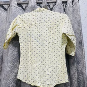 Yellow Printed Shirt For Women