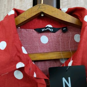 Zudio Red And White Polka Dot Shirt (36) ♥️🤍