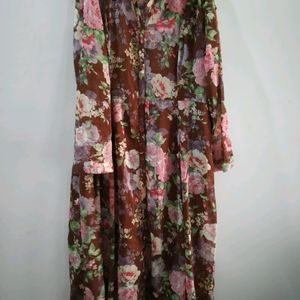 FRONT OPEN FLORAL GOWN