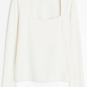 H&M Long Sleeved Jersey Top (white)🤍