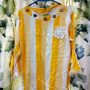 Yellow And White Cotton Top