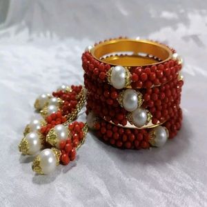 Red Beads Bangles