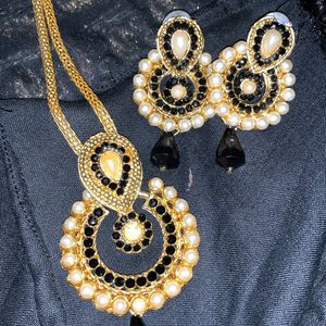 Black Ethnic Earrings & Pendent