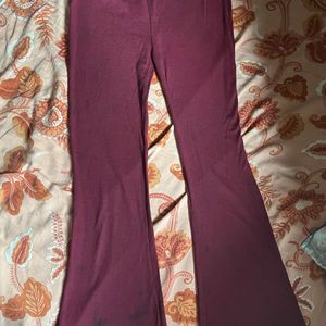 High Waist Ribbed Flared Trouser