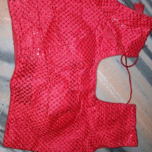 Red Sequence Blouse, Brand New, With Pad