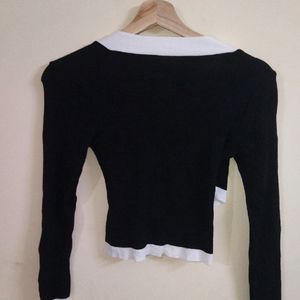 Black n white wrap top ( Size:- XS & S )