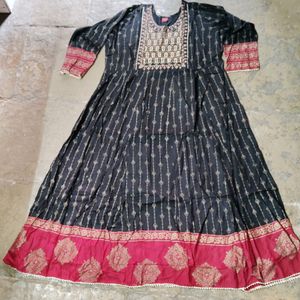 Golden Printed Anarkali Kurti