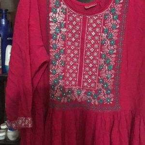 Pink And  Lux Green Kurti Set