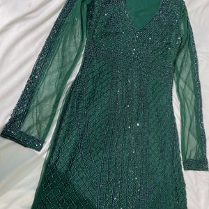 Bottle Green Cocktail Dress (Heavy In Weight )