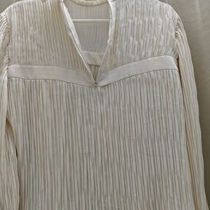 High-neck Pleated Top