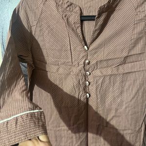 Straight Brown Kurta - S