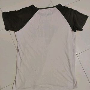 White T-Shirt with Black Raglan Sleeves