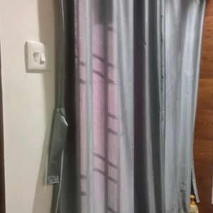 Gray Curtain With Velcro Belt