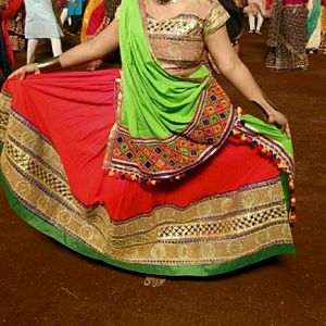 Women’s Red Green Navratri Chaniya Choli With Read