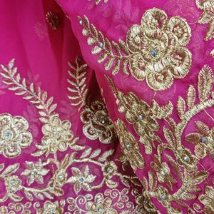 Price Dropped _ Pink Georgette Sareee