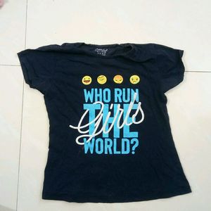 Casual Navy T Shirt With Emoji Print