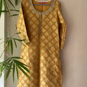 Full Body Work Yellow Kurta