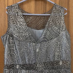 Grey Glitter Ethnic Gown With Transparent Neck