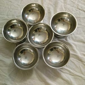 set Of 6 Stainless Steel Icecream Bowls