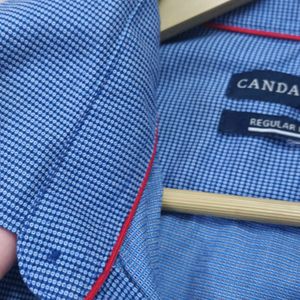 Canda Checkered Blue Casual Shirt