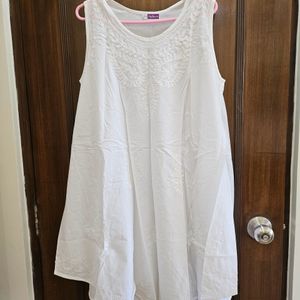 White Short Dress Beach Wear With Embroidery