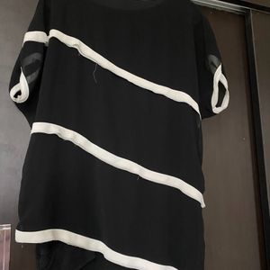 Tunic Black with White Slanting Stitch