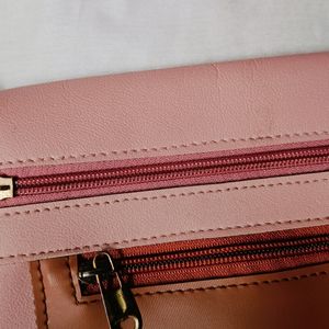 Peach And Brown Sling Bag