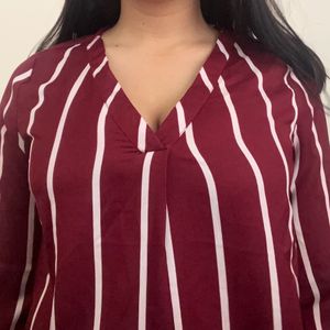 Maroon Top With White Strips